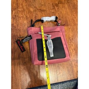 Nino Bossi Genuine Leather Pink Crossbody Shoulder Bag with Black Accent